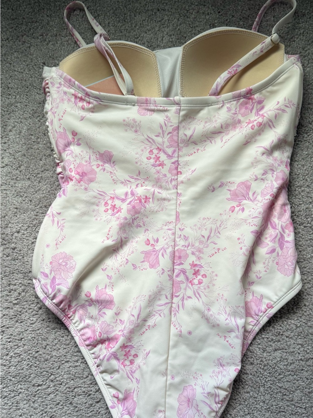 Shade & Shore Pink Floral Ruched One-Piece NWT - Picture 4 of 8